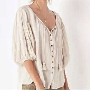 SPELL & THE GYPSY Collective Lottie Puff Sleeve Blouse Cream S EUC